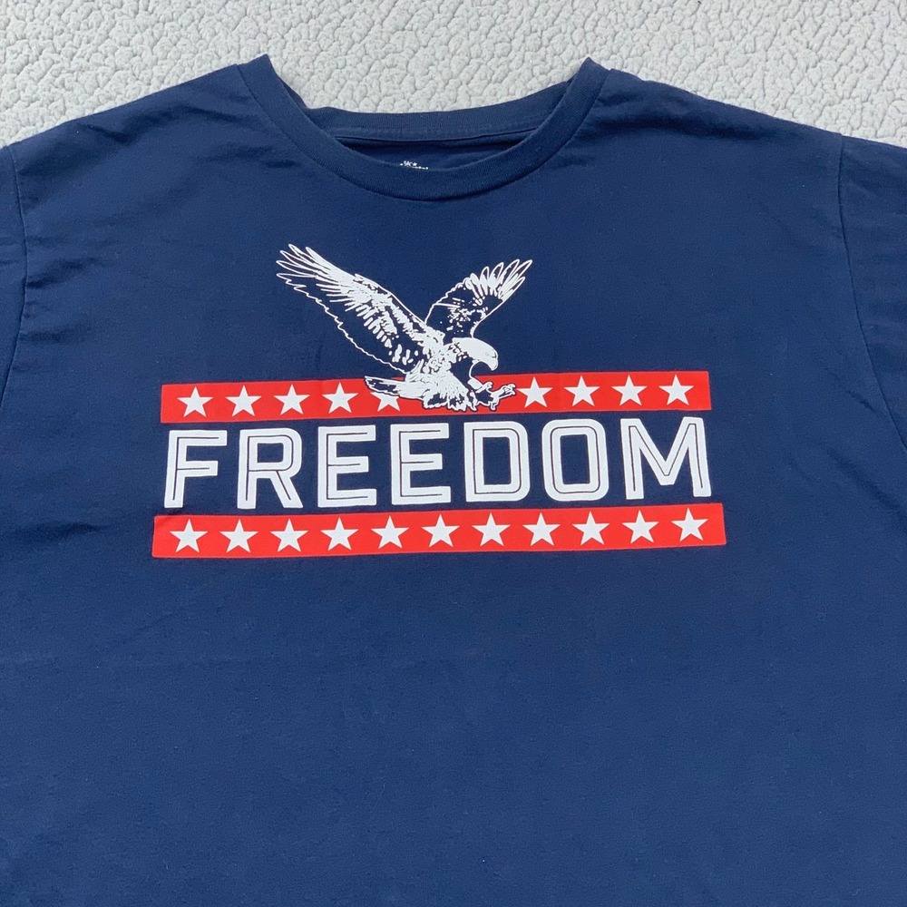 Way To Celebrate Mens 2XL Blue Patriotic Eagle Freedom Graphic T-Shirt 4th July